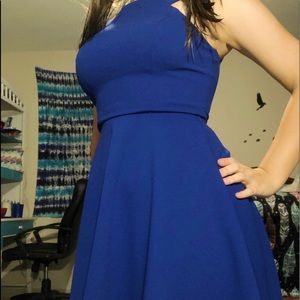 Blue formal dress with straps on the back